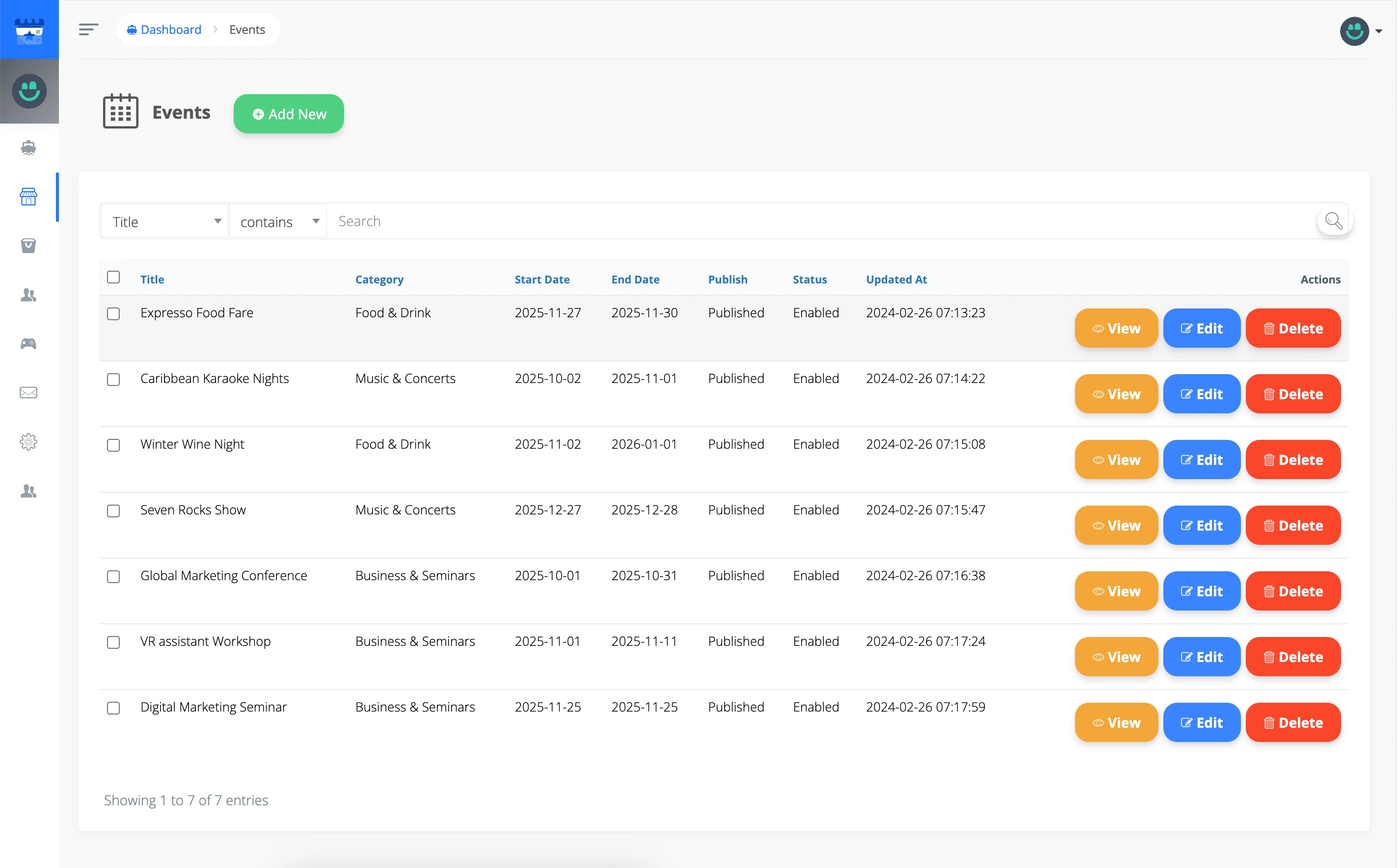 Admin Panel - Manage Events